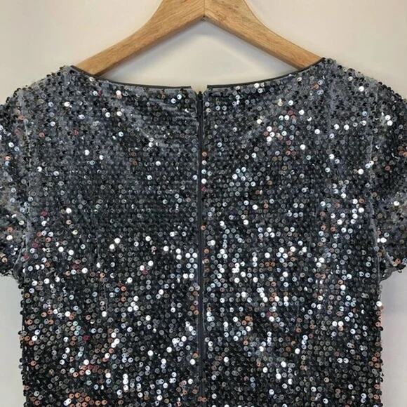 Eliza J Mirror Sequin Velvet Sheath Dress Size 4 Petite - Picture 13 of 16
